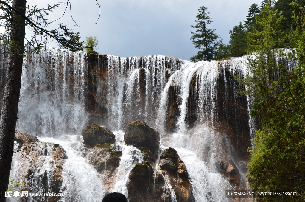 壮观森林瀑布景观