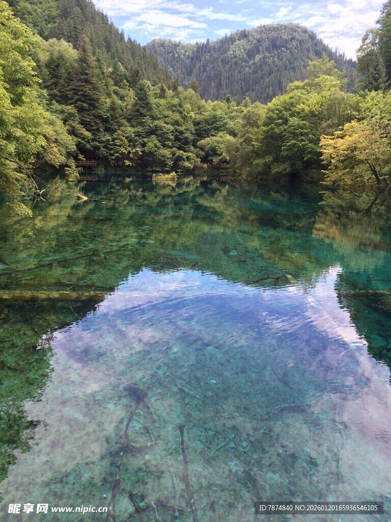 清澈山谷中的碧绿幽潭