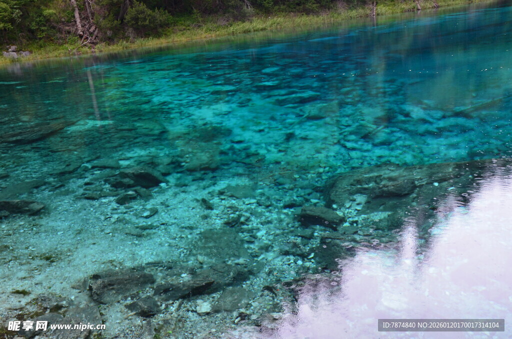 清澈蓝湖水下景致