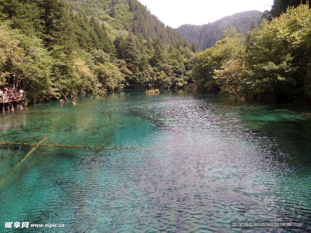 清澈碧绿的山间河流美景