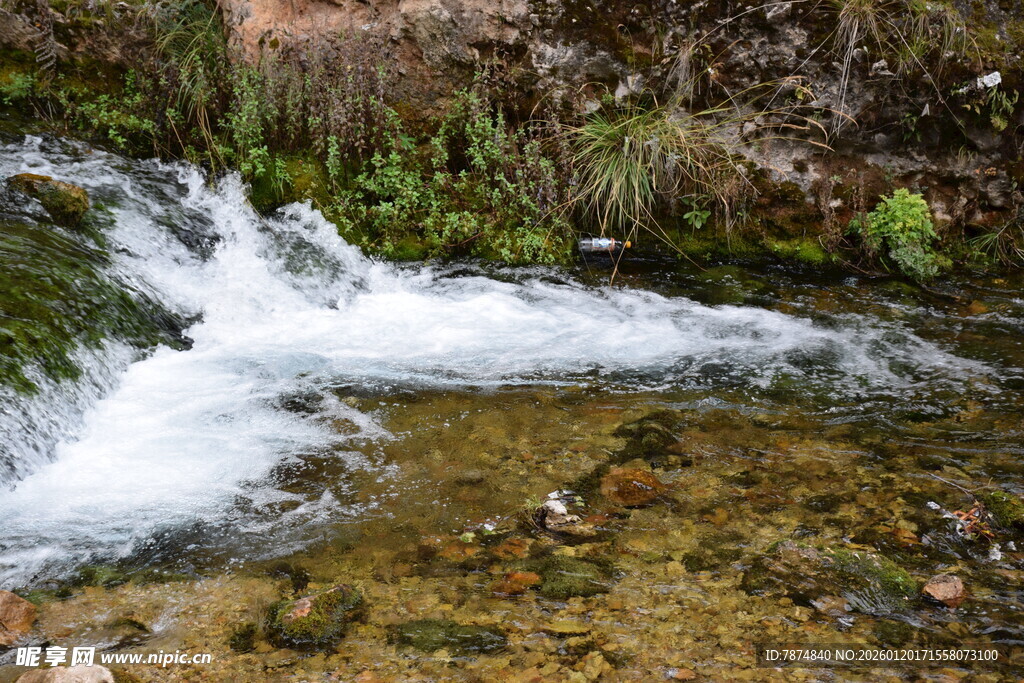 山间溪流潺潺流淌