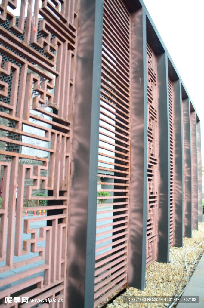 中式镂空景观墙设计