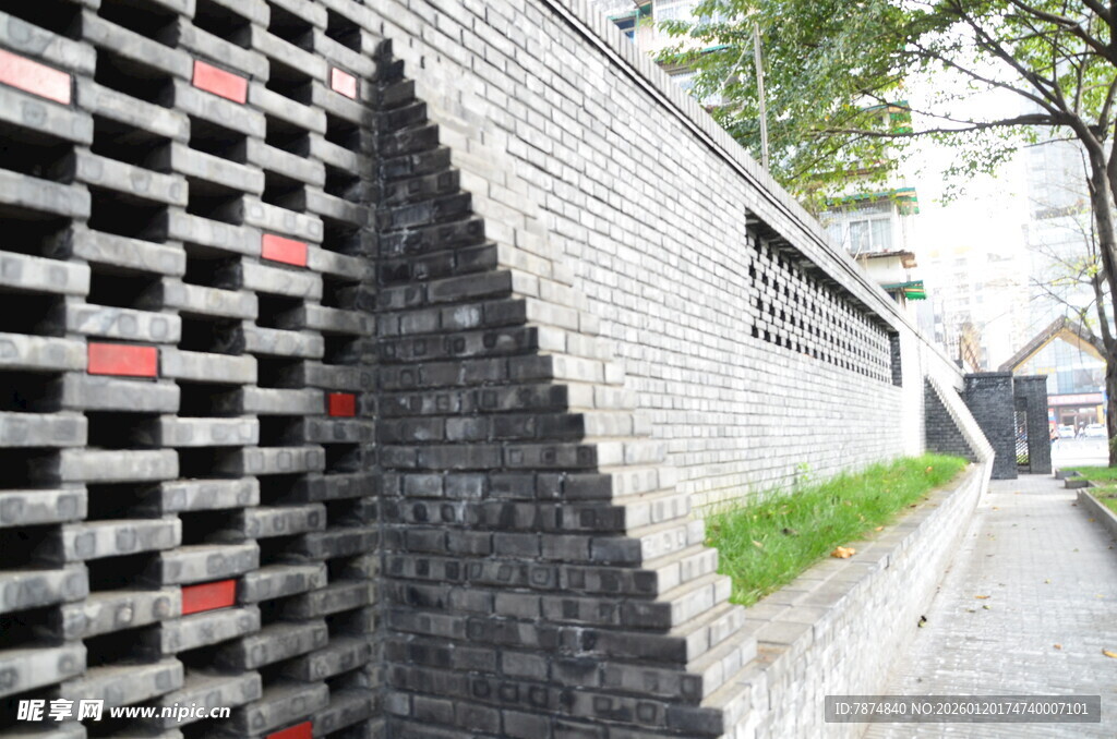 砖墙艺术 独特几何小巷景观