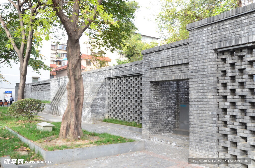 中式庭院石墙景观