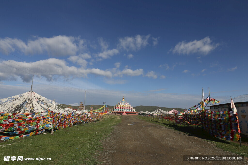 草原上的多彩帐篷景观