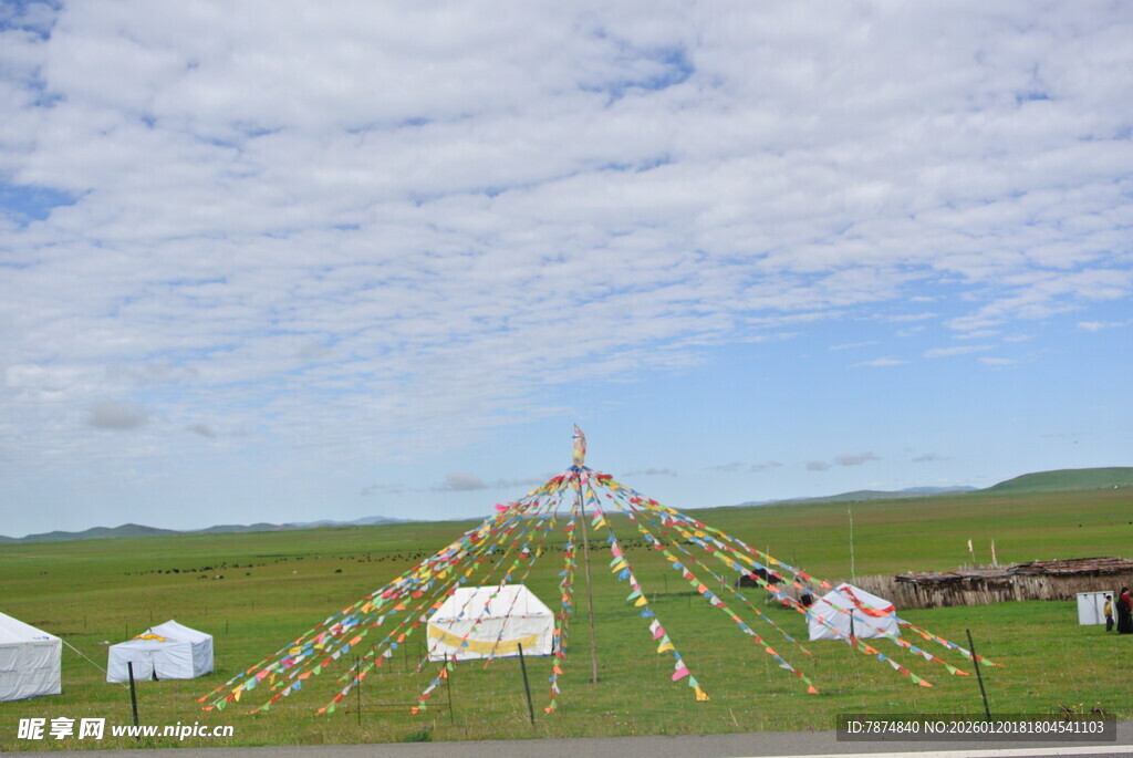 草原上的特色帐篷景观