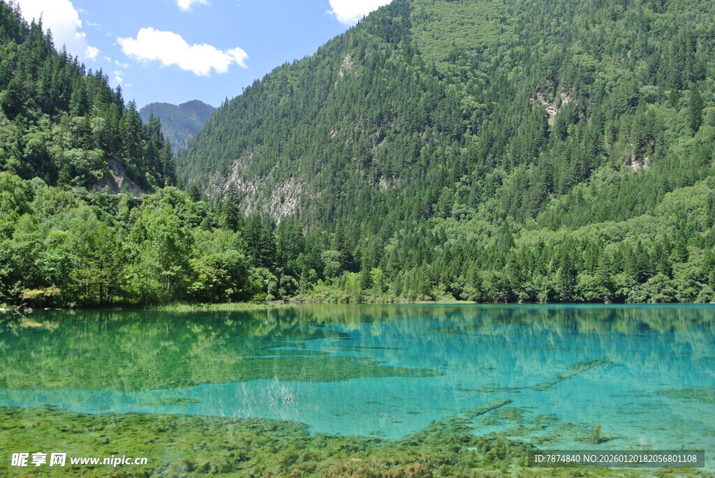 九寨沟清澈碧绿的山水