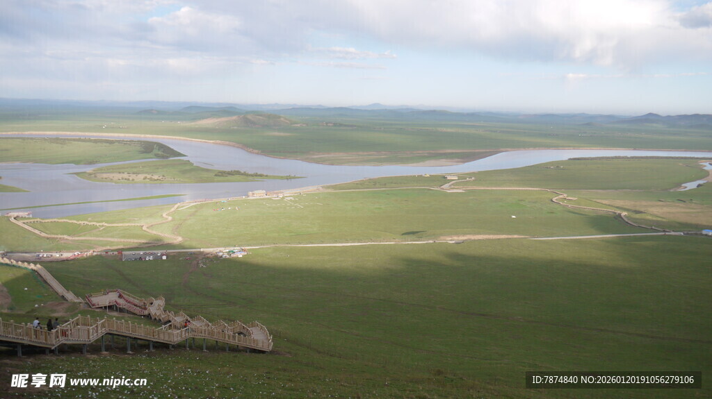 草原河流风光美景