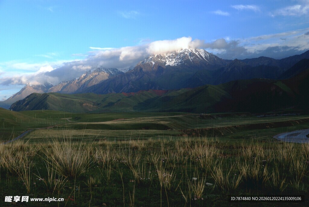 壮丽山景下的广袤原野
