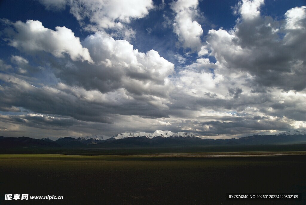 蓝天白云下的广袤原野
