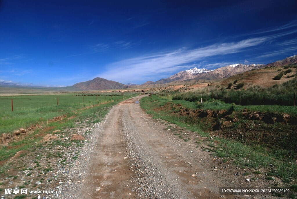 旷野中的蜿蜒土路