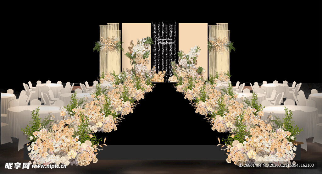 浪漫香槟婚礼仪式区布置