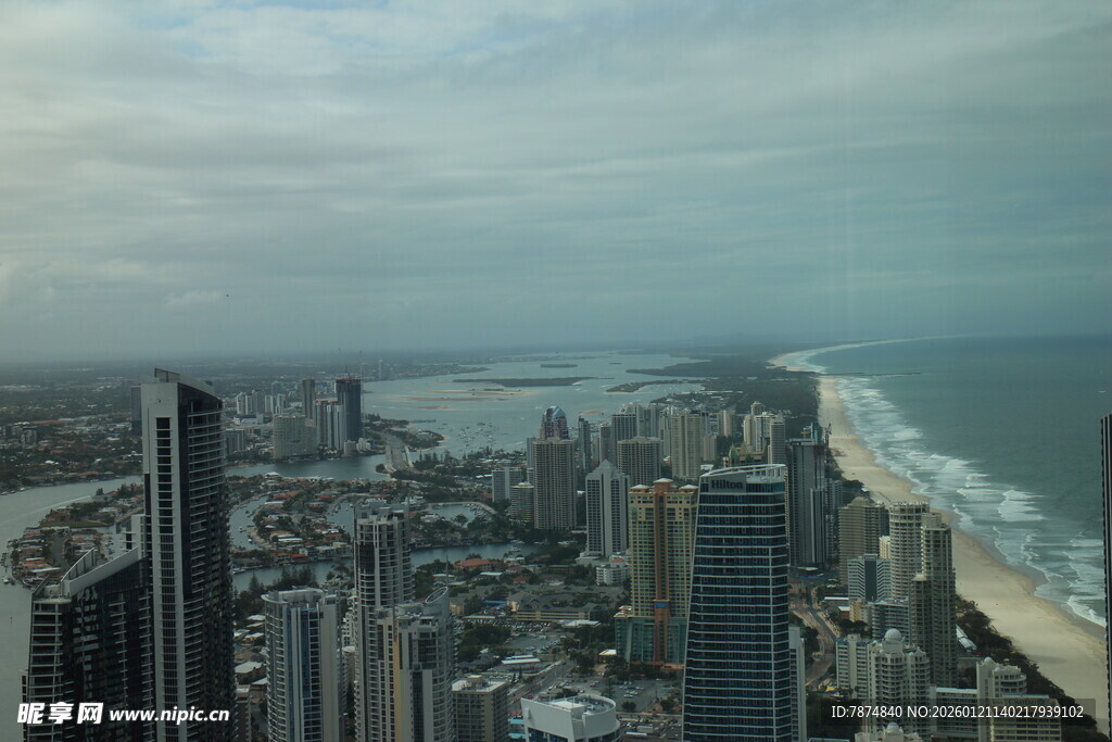俯瞰黄金海岸城市景观