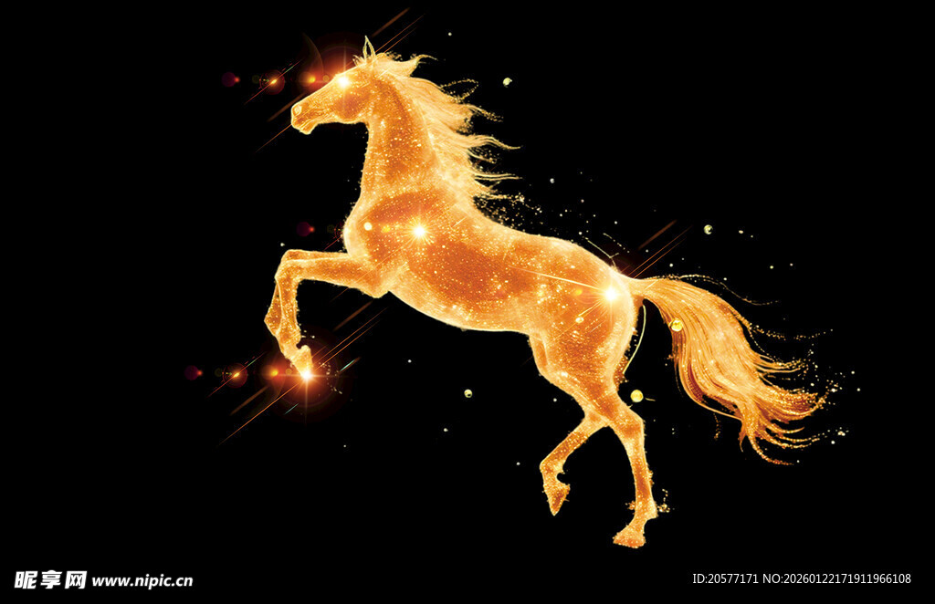 金色发光跃马