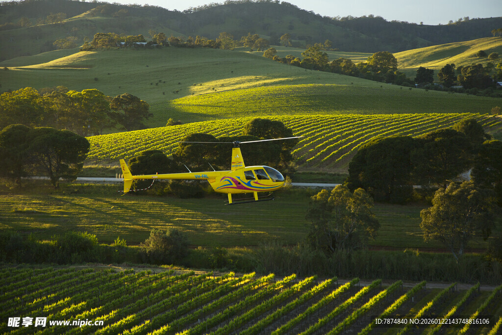田园间的黄色飞机