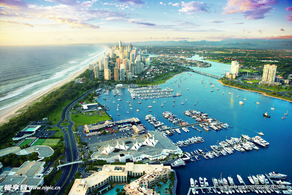 海滨码头美丽全景风光