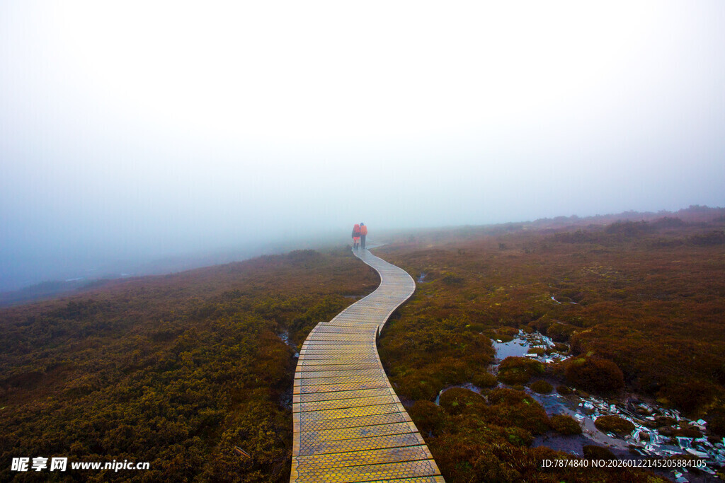 雾中栈道 孤独的前行之路