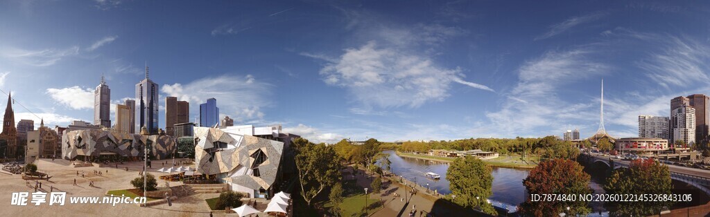 城市河畔全景风光