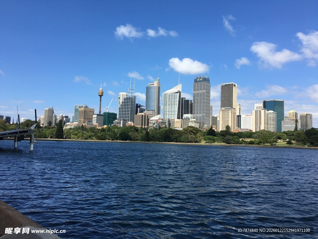 城市滨水天际线美景