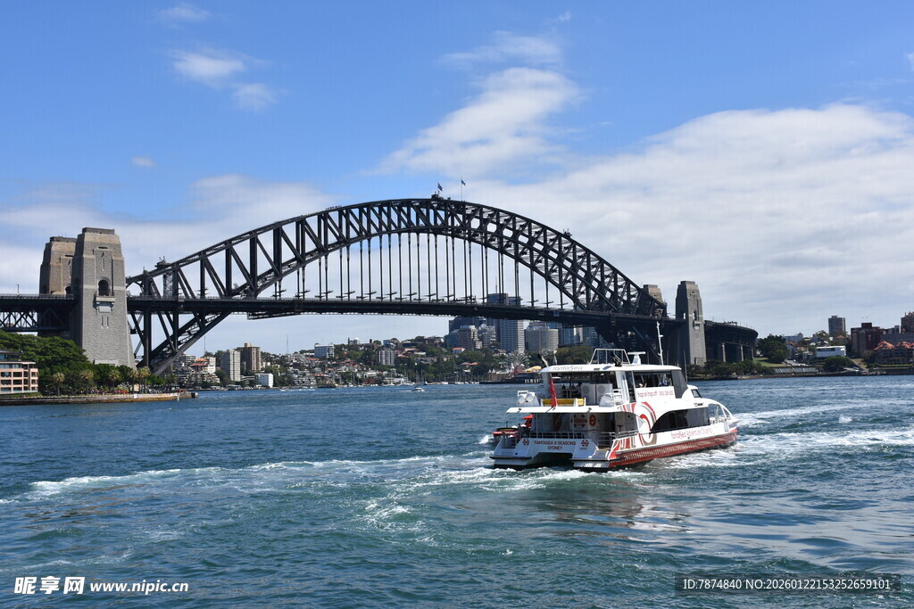 悉尼海港大桥下的游船