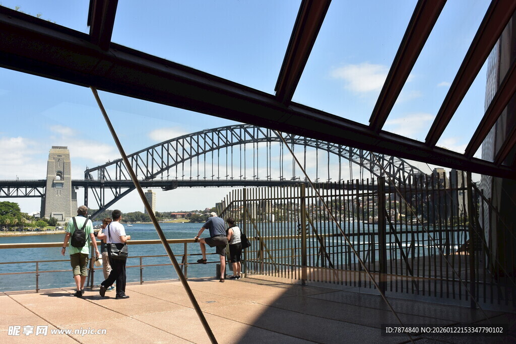悉尼海港大桥下的游客
