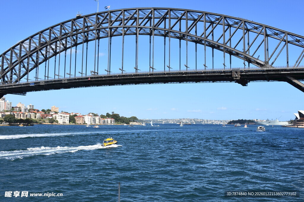 悉尼海港大桥下的海上风光