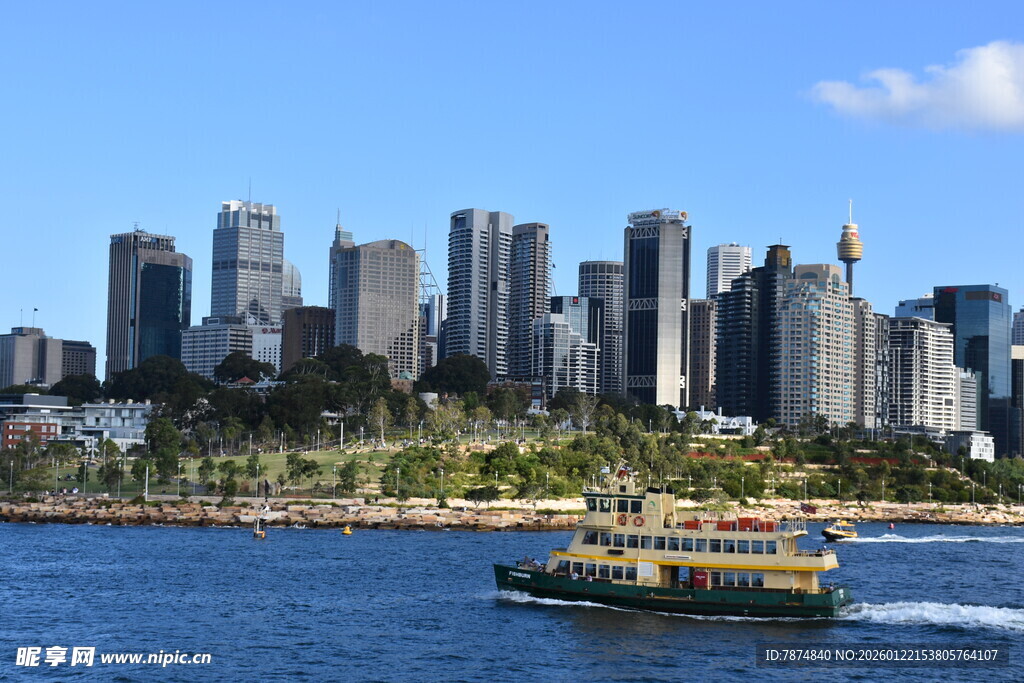悉尼城市天际线与渡轮景观