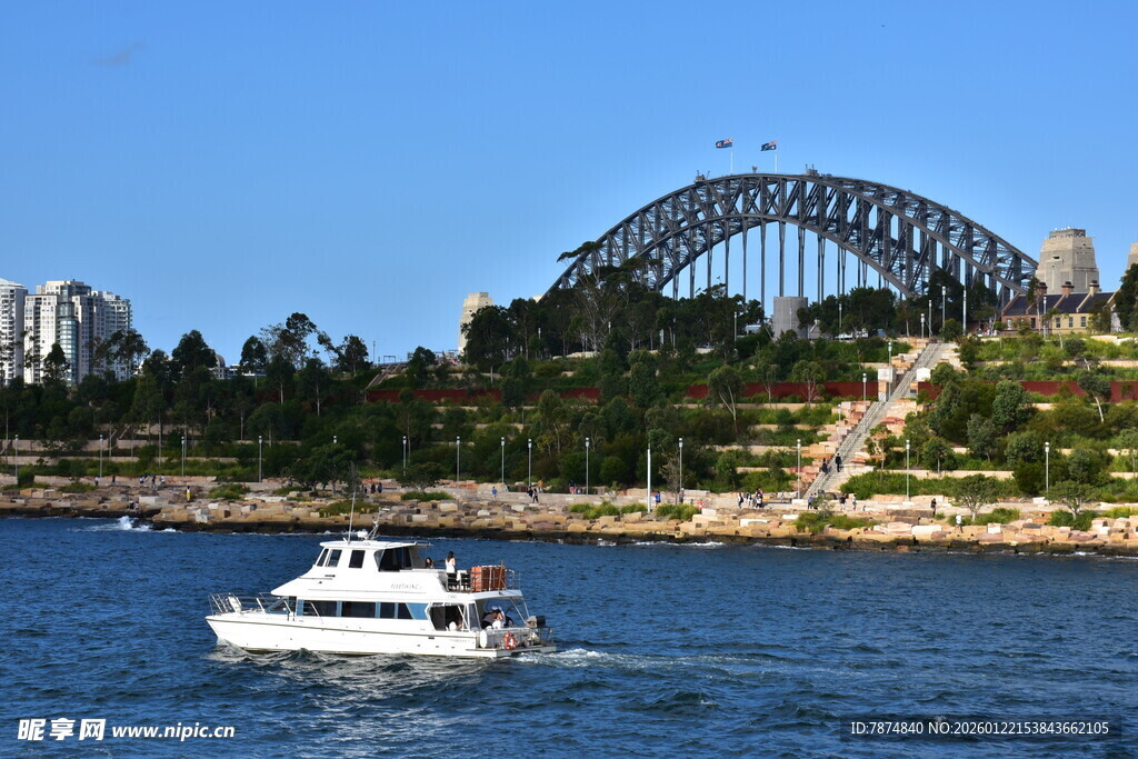 悉尼港游船与标志性桥梁
