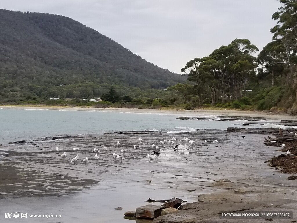 宁静湖畔的山水自然景致