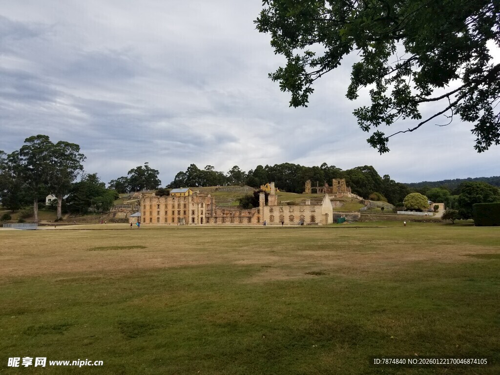 古老遗迹 广袤草地与树木