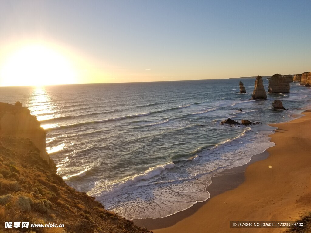 海边日落美景 壮阔海岸线