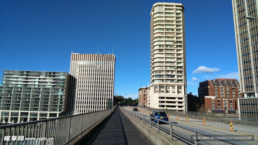 城市高楼与桥梁风景