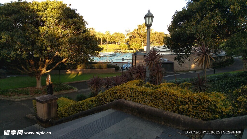 黄昏下的花园景观