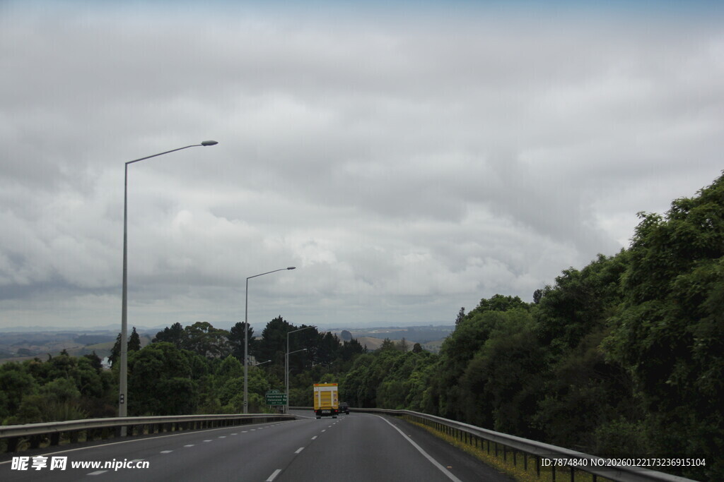 公路穿行于葱郁树林间