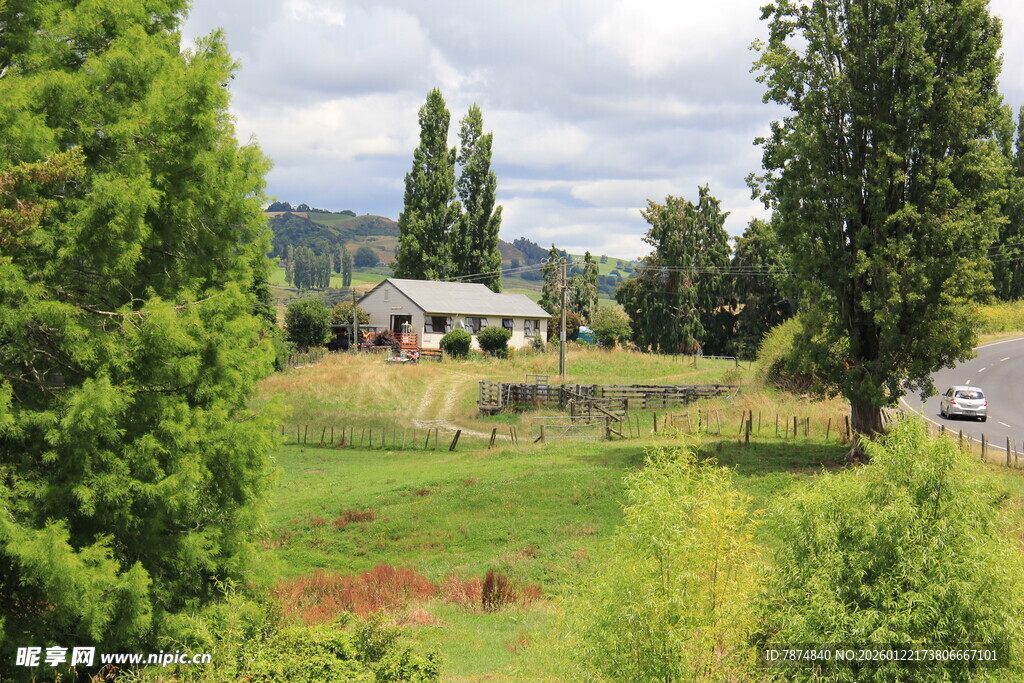 乡村绿意盎然的自然风光