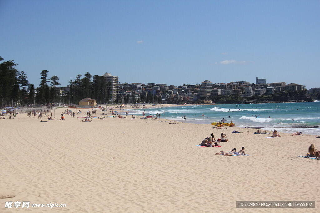 热闹的沙滩海滨景象