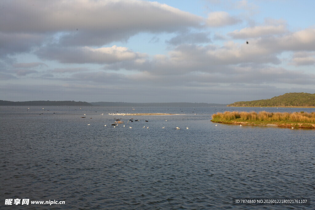 湖畔风光 宁静水域景色