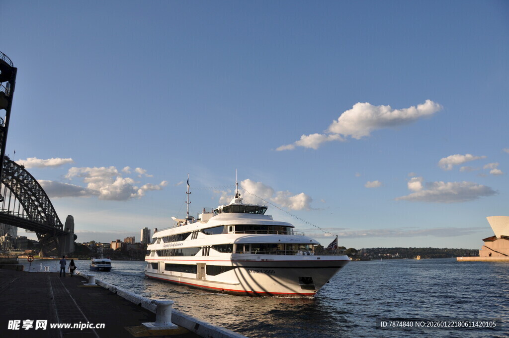 港口边的大型游船