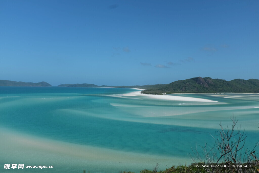 绝美海滩蓝绿水景风光