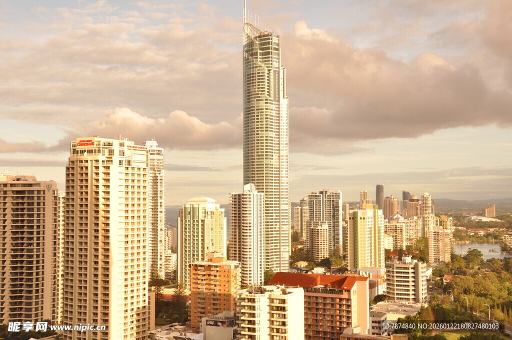 城市天际线中的摩天大楼