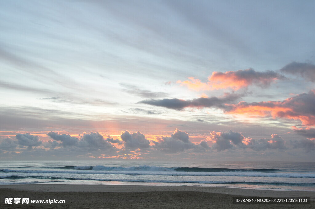 海边绚丽晚霞海景图