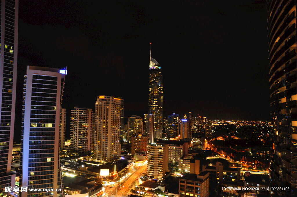 城市璀璨夜景俯瞰图