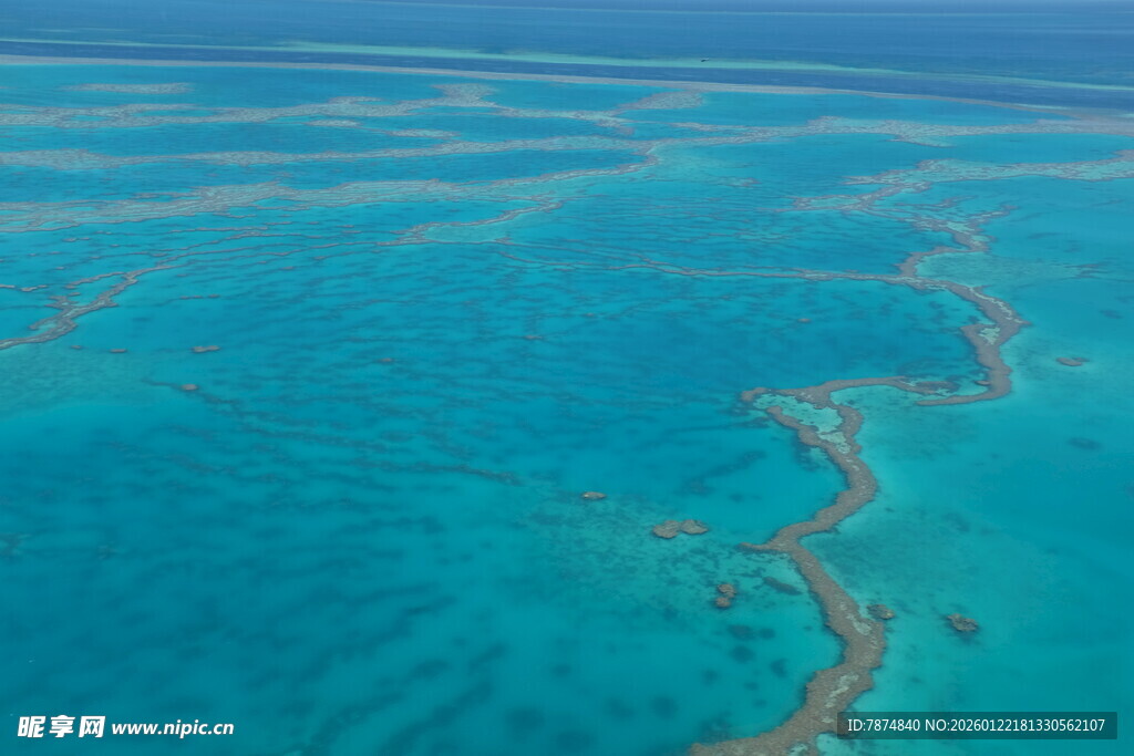 美丽蓝色海洋中的珊瑚礁