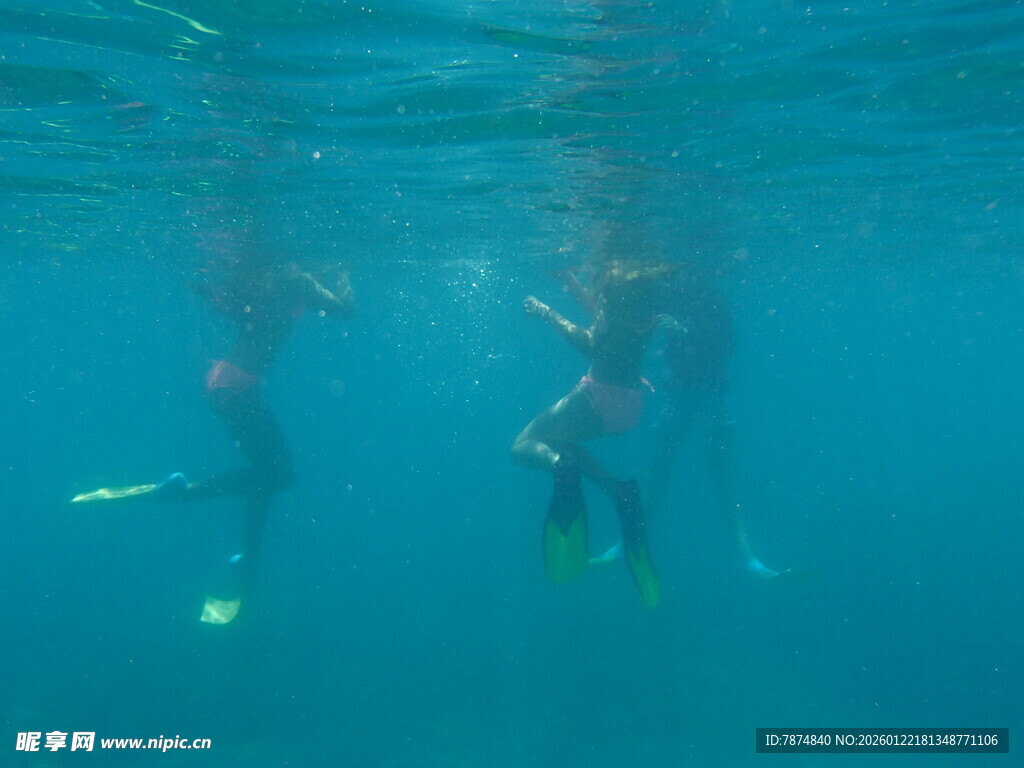 水下浮潜者的美妙瞬间