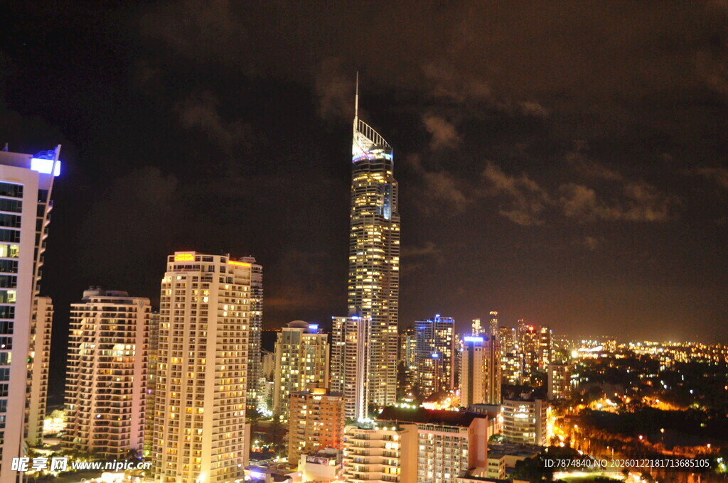 城市璀璨夜景天际线