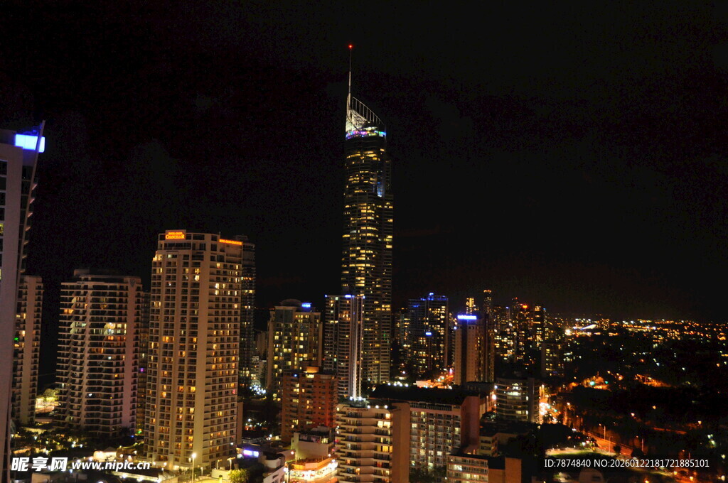 城市璀璨夜景高楼林立