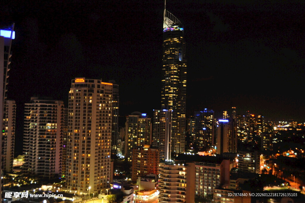 城市璀璨夜景俯瞰图
