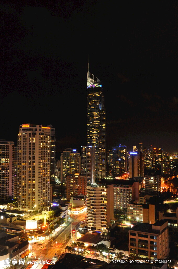 城市璀璨夜景俯瞰图