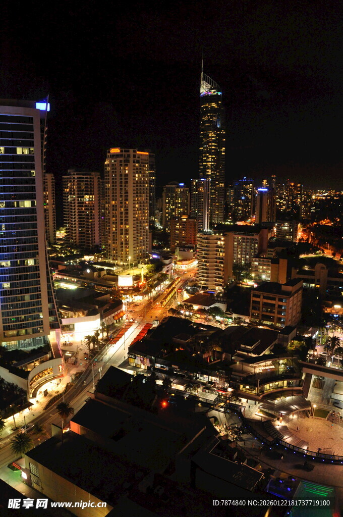 城市璀璨夜景俯瞰图