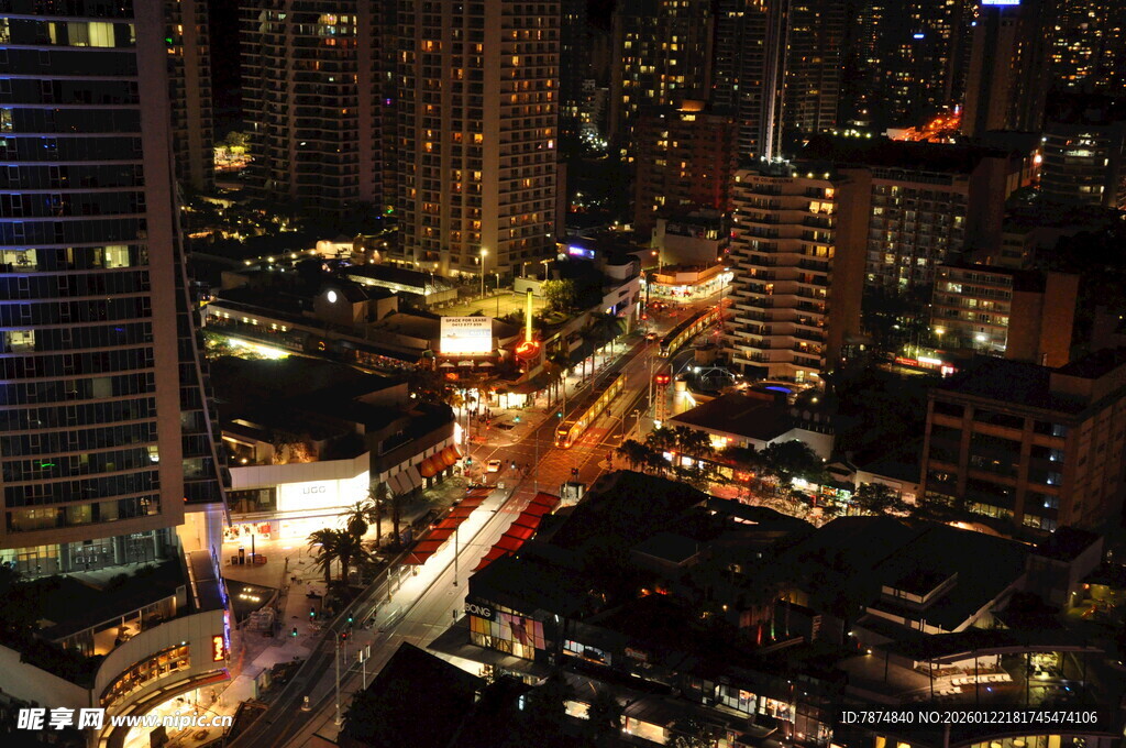 城市璀璨夜景 车水马龙